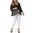 thumbnail image 2 of Agnes Orinda Women's Plus Size Cardigans Open Front 3/4 Bell Sleeves Sheer Lace Floral Cover Up Bolero Shrugs 6X Black, 2 of 6