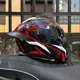 thumbnail image 3 of Casco de motocicleta abatible hacia arriba con doble espejo trasero grande, para las cuatro estaciones, de cara completa, para carreras de motos, motocross, lentes de visión nocturna, 3 of 5