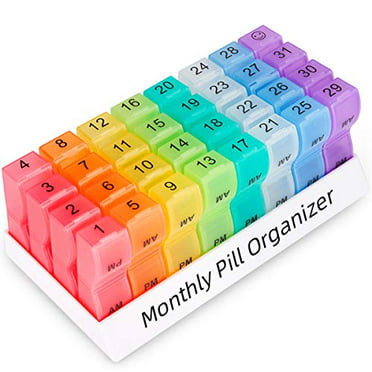 Monthly Pill Organizer 30 Day Pill Organizer 2 Times a Day Portable One  Month Pill Box Organizer AM PM 31 Day Pill Organizer AM PM Pill Case  Container 