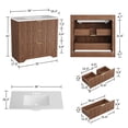 thumbnail image 2 of Modern Fluted Bathroom Vanity with Basin – Freestanding Bath Cabinet, 2 Drawers & Turn over-Down Drawer, Easy to Assemble & Clean, Single Basin Vanity Set, Walnut, 30 Inches, 2 of 9