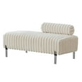 thumbnail image 3 of GZXS Modern Upholstered Settee Bench with Metal Legs & Adjustable Back, Small 2-Seater Sofa/End of Bed Bench/Window Seat, Beige Faux Fur Fabric, 3 of 7