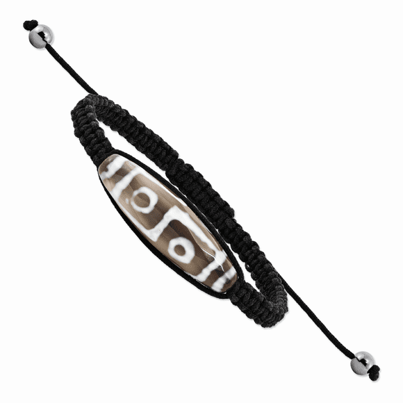 11x38mm Tibet Oeil Agate W / Hématite Perles Cordon Noir Bracelet Pouce "Bracelets"