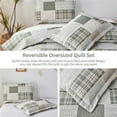 thumbnail image 4 of Beartech Quilt Set Twin Size Stripe Plaid Bedspread Coverlet Grey White Patchwork Bedding Lightweight Reversible Microfiber Quilt, 4 of 8
