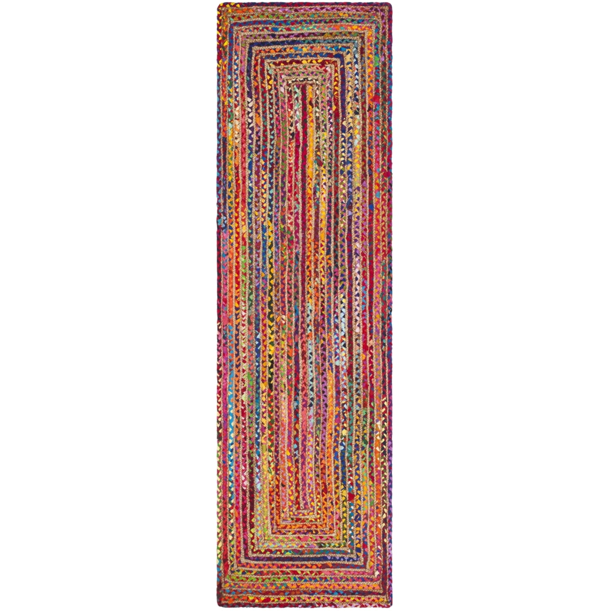 SAFAVIEH Cape Cod Miah Geometric Area Rug, Red/Multi, 10' x 10' Round