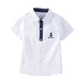 thumbnail image 2 of UACY Kids Boys Collared Short Sleeve Button Down Shirts Formal Dress Shirts School Uniform Blouse Casual Tops (White, 9-10 Years), 2 of 8