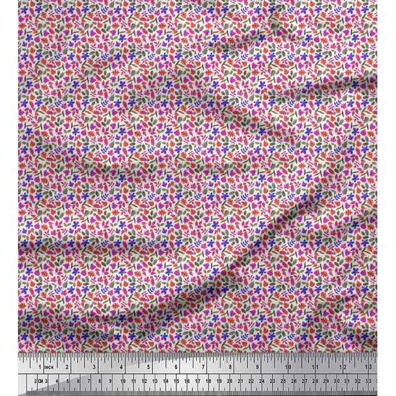 Soimoi Rayon Fabric Acorn & Autumn Leaves Shirting Print Fabric by The Yard 42 Inch Wide