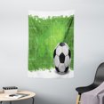 thumbnail image 1 of Soccer Tapestry, Grunge Worn Looking Pitch Pattern Football Six Yard Box Vintage Illustration, Wall Hanging for Bedroom Living Room Dorm Decor, 40W X 60L Inches, Green Black White, by Ambesonne, 1 of 2