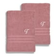 thumbnail image 2 of Authentic Hotel and Spa  Omni Turkish Cotton Terry Set of 2 Tea Rose Bath Towels with White Script Monogrammed Initial C, 2 of 5
