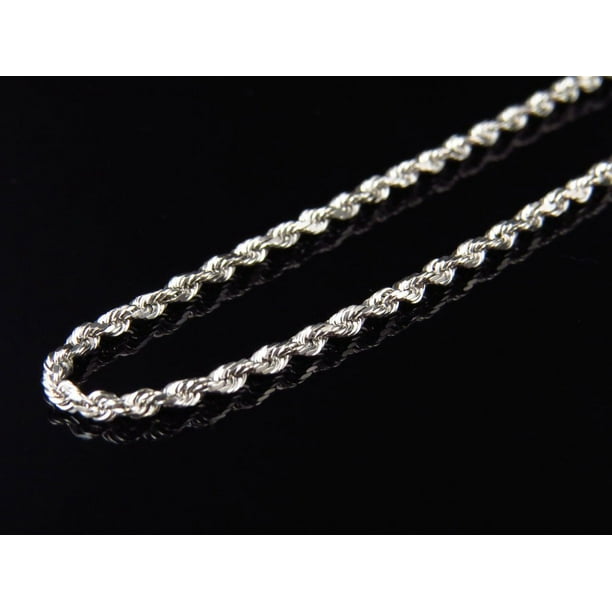 Jewelry Unlimited Mens Ladies Solid 10K White Gold 2MM Diamond Cut Rope Chain Necklace 1828