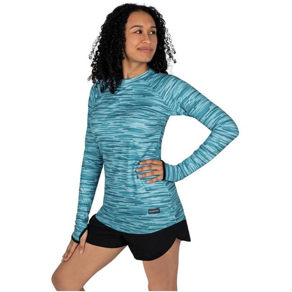 Blackstrap 667141 Womens Brackish River Crew Long Sleeve Shirt, Teal - Medium