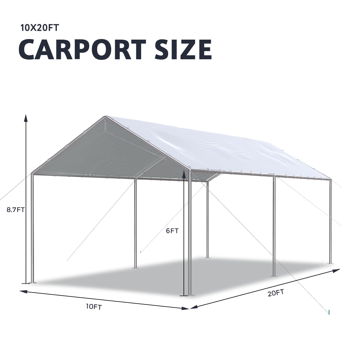 Quictent 10X20 Upgraded Heavy Duty Carport Car Canopy Boat Shelter Tent with Reinforced Steel Cables Camo Car Tent 