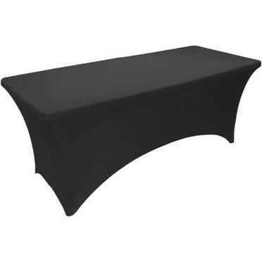 4ft Black Stretch Spandex Table Cover Tablecloth for Rectangular Fitted Folding Table