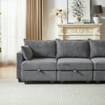 thumbnail image 6 of Cloud Couch Sectional, 113.5'' U-Shaped Modular Sofa for Living Room, Corduroy Sectional Couch with Storage Ottoman & Chaise, 6-Seat Convertible Living Room Furniture - Dark Gray, 6 of 10