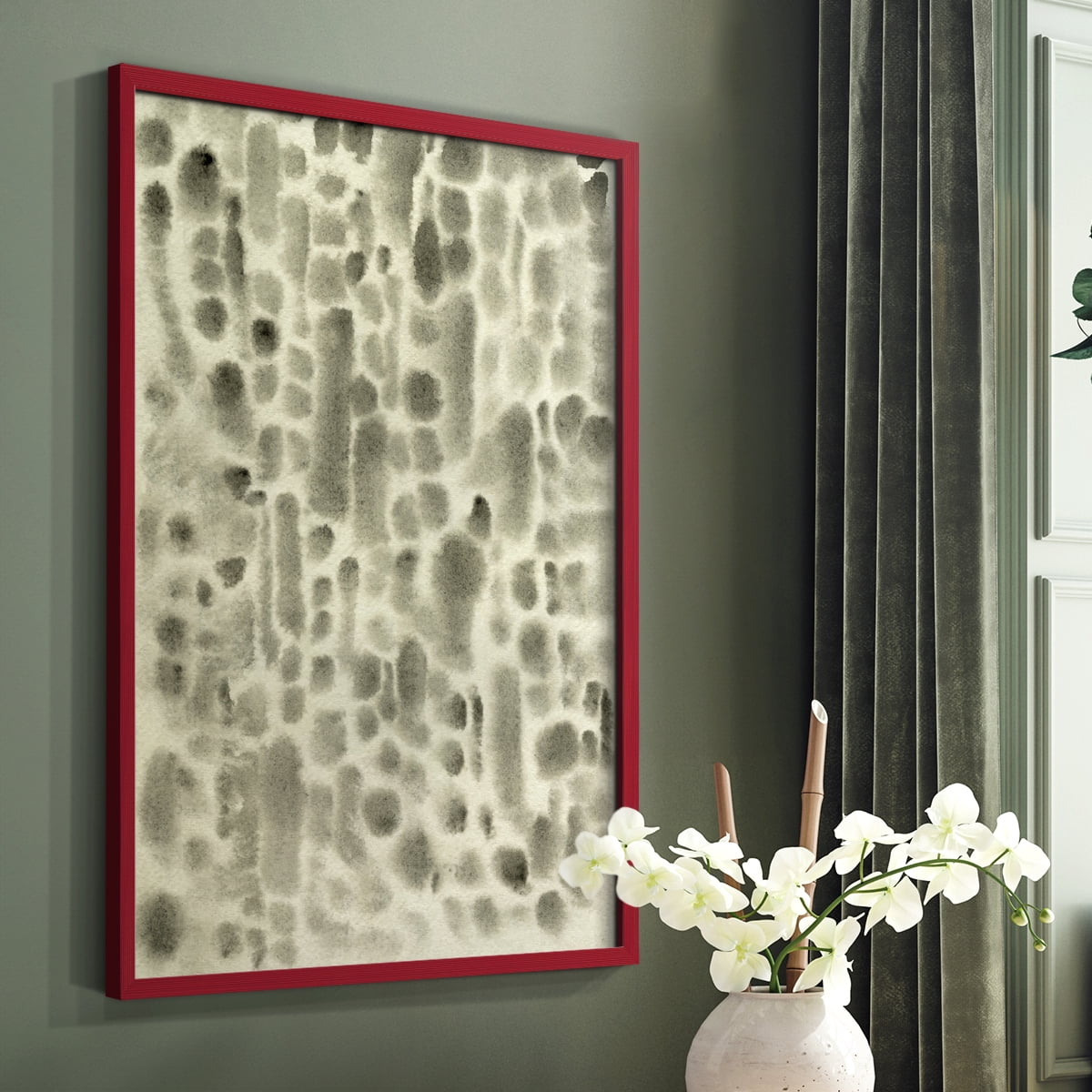 Watercolor Metric II Framed Print in Red Solid Wood 11 x 14 Framed Print