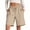 v#32Khaki132, variant on Rggeeun Women Shorts Solid Color Elastic High Waist Knit A Line Soft Loose Fit With Side Pockets & Adjustable Tie For Summer Daily Wear Cozy Hot Pants,Black,L