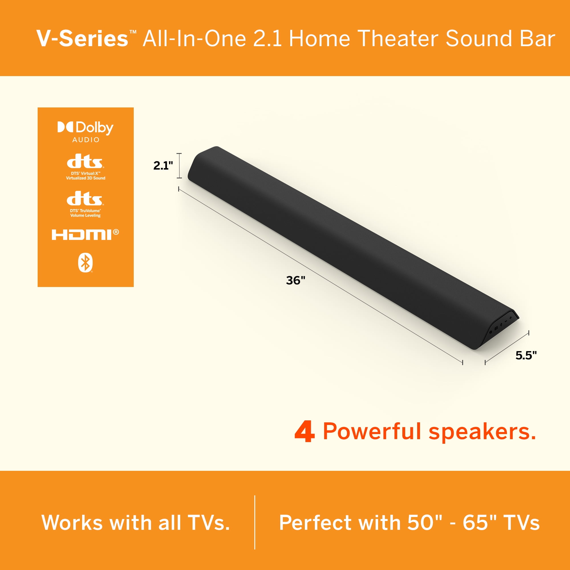 VIZIO 2.1 Home Sound Bar with DTS Virtual:X, Bluetooth V21d-J8 - Walmart.com