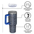 thumbnail image 4 of Dark Blue Christmas Snowflake Pattern Tumbler with Handle and Lid,40oz Double Wall Vacuum Insulated Tumbler,Cups Gift for Women and Men, 4 of 7
