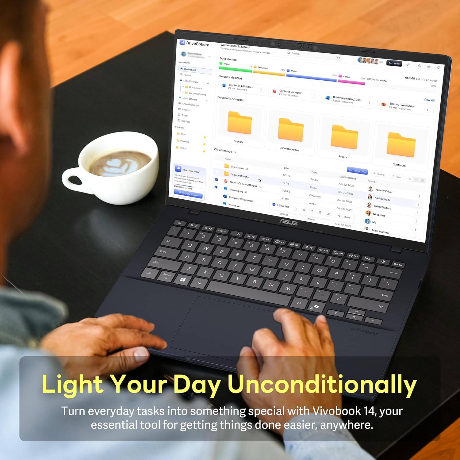 ASUS Vivobook 14" WUXGA Laptop, Snapdragon X Processor, 16GB RAM, 1.5TB Storage (512GB SSD + 1TB Docking Station), Qualcomm Adreno Graphics, Copilot, Webcam, Wi-Fi 6E, Windows 11 Home, Quiet Blue