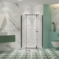 thumbnail image 4 of BARONAGE 34.75" W x 72" H Frameless Pivot Tub Door , 1/4" (6mm) Tempered Glass, Neo-Angle Pivot Shower Enclosure Water Repellent  Shower Door，Matte Black, 4 of 13