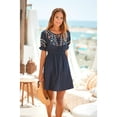 thumbnail image 3 of LASCANA Women's Embroidered Short Sleeve Dress Embroidered Detail, 3 of 5