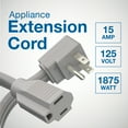 thumbnail image 3 of Appliance Extension Cord - 9ft Heavy Duty Extension Wire for Air Conditioner, Refrigerator, & All Major Appliances - 14 Gauge High Voltage 3 Prong Flat-End Appliance Cord for Indoor Power by DDON USA, 3 of 6