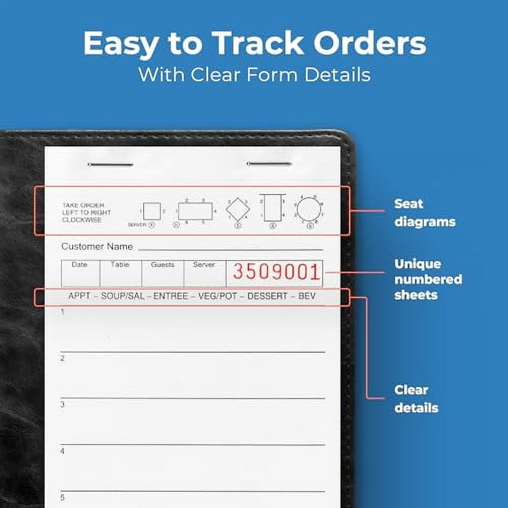 FMP Brands 5000 Sheets Server Note Pads (50 Pads Total), 100 Sheets/Pad, Guest Checks for Servers, Waitress Notepads, Guest Check Pads, Restaurant Order Pads, Guest Check Books for Bar, Cafe, Diners