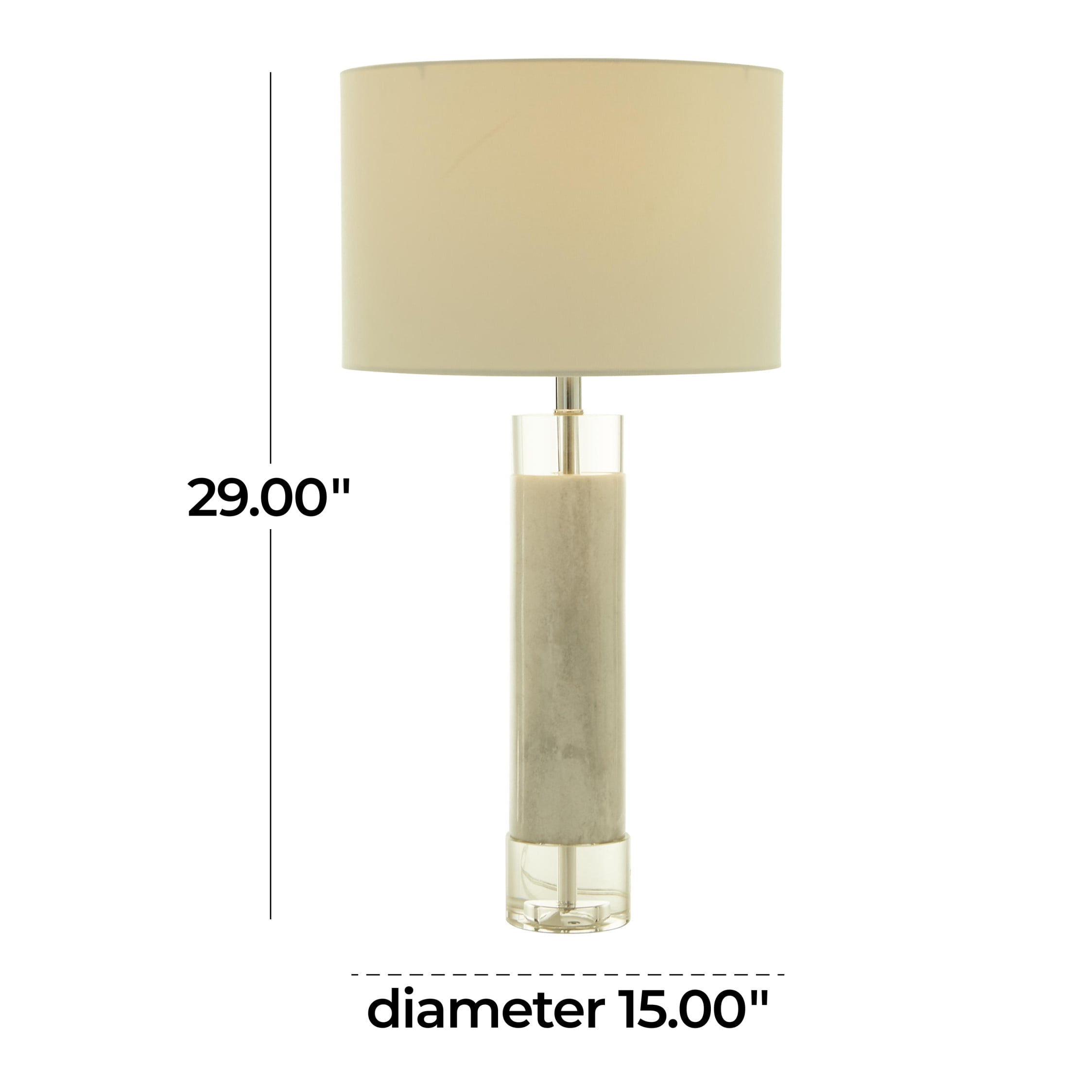 DecMode 29" Slender Stand White Table Lamp with White Cotton Shade
