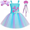 thumbnail image 3 of Vestido de tutú de sirena para niñas, vestido de princesa de tul para fiesta de cumpleaños de niños, disfraz de sirena para Halloween, ropa para niños, 3 of 5