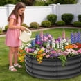 thumbnail image 4 of 2 Pcs Galvanized Raised Garden Bed, Round Planter Raised Beds with Gloves and Rubber Edge Trim for Vegetables, Flowers and Herbs, 3x3x1 FT, Dark Grey, 4 of 9