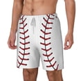 thumbnail image 5 of Mens White Baseball Swimming Trunks with Compression Liner Beach Quick Dry Swim Shorts, 5 of 6