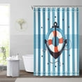 thumbnail image 3 of Nautical Anchor Shower Curtain Sailing Coastal Theme Bath Curtain Rustic Vintage Nautical Theme Marine Design for Ocean Lovers Anchor On Compass Stripes Bathroom Decor Set with Hooks,72x84inch, 3 of 6