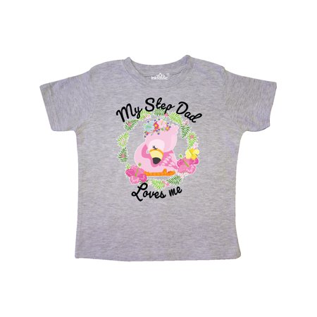 

Inktastic Baby Flamingo Step My Dad Loves Me with Flower Wreath Gift Toddler Boy or Toddler Girl T-Shirt
