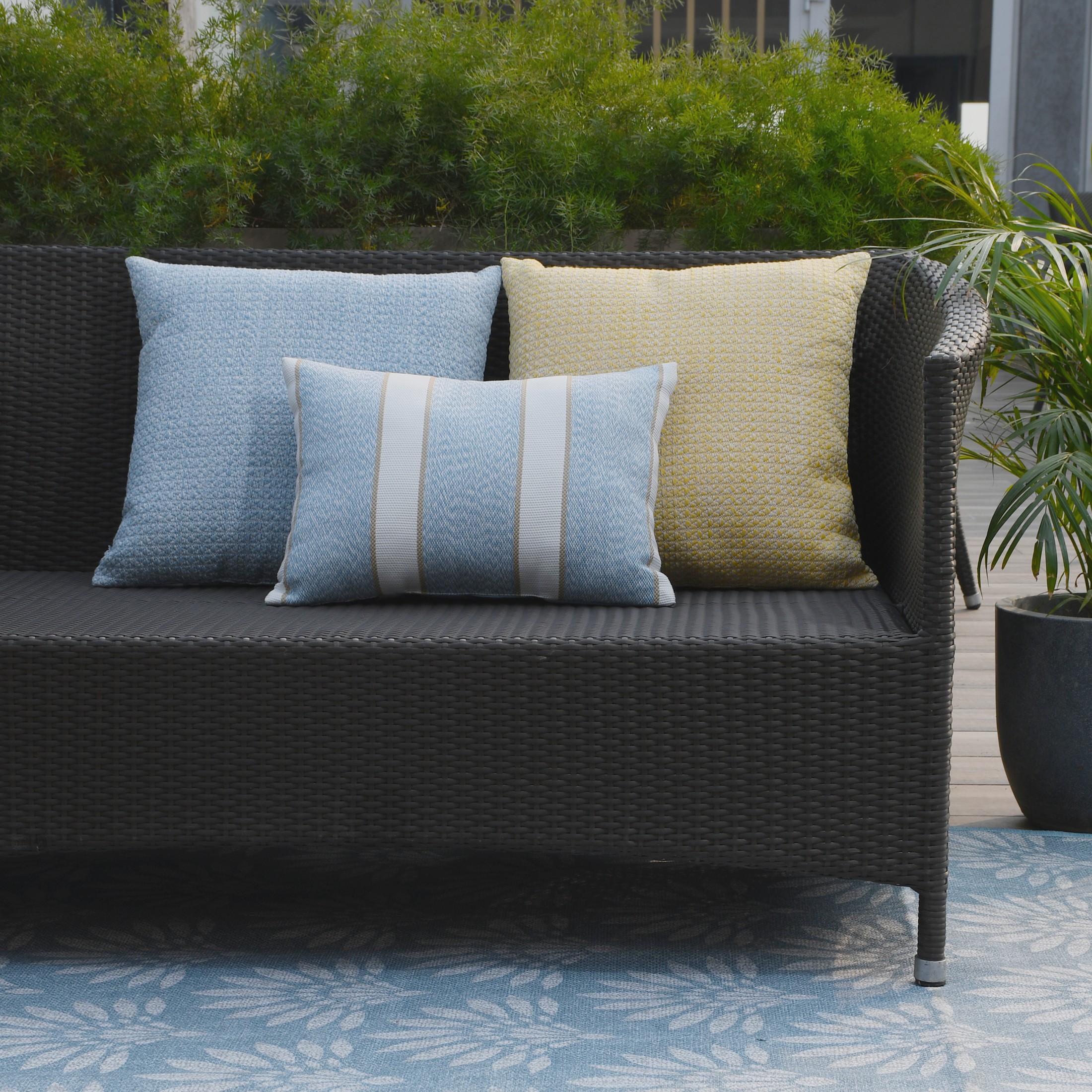 Better Homes & Gardens 18" x 18" Yellow Woven Outdoor Pillow