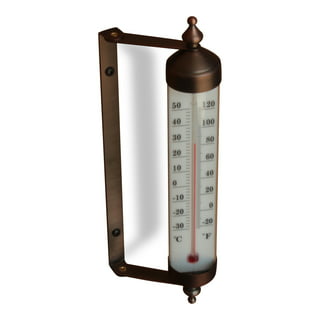 Bjerg Instruments White Enamel Coated Steel Extra Large Heavy Duty 22.75  Inch Outdoor Decorative Wall Thermometer and Temperature Gauge