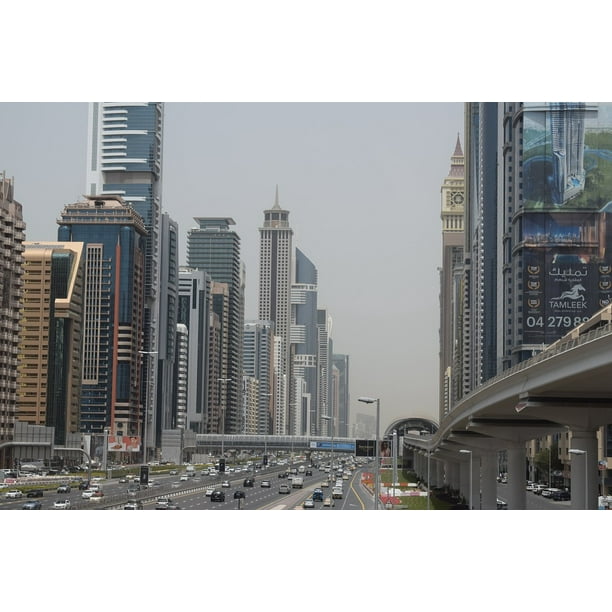 Canvas Print Streets Skyscrapers Autos Uae Dubai Skyscraper Stretched Canvas 10 X 14 Walmart Com Walmart Com