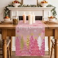 thumbnail image 2 of Pink Christmas Tree Table Runner 70 Inches, Pink Xmas Tree Snowflake Luxury Bed Runner Dresser Scarves Tabletop for Indoor Outdoor Parties/Ceremony/Banquet, 13" x 70", 2 of 8
