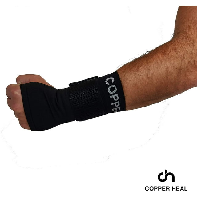 COPPER HEAL Long WRIST SLEEVE with Adjustable Bandage - Suitable for Both Right & Left Hands Strap Short Sleeves Wraps Medical Recovery Pain Relief