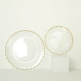 "Efavormart 10 Pack | 10"" Clear/Gold Beaded Rim Plastic Dinner Plates ...