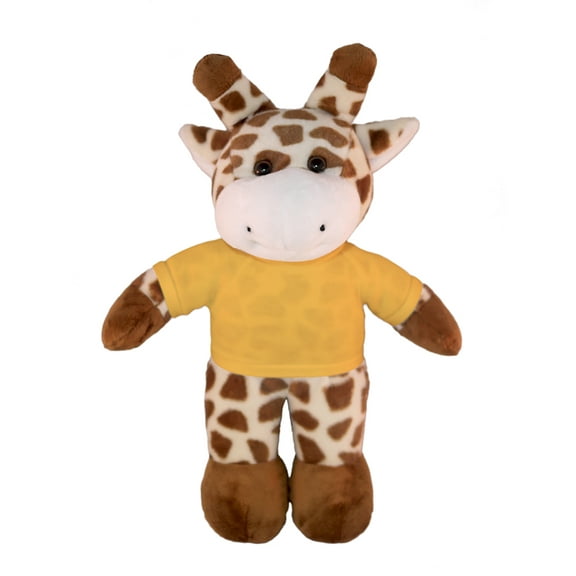 Plushland 8 Inch Floppy Giraffe with Tee Plush Stuffed Animal Personalized Gift - Custom Text on Shirt - Great Present for Mothers Day, Valentine Day, Graduation Day, Birthday