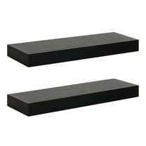Kate and Laurel Havlock Wood Shelf Set, Black 2 Piece 24 inch