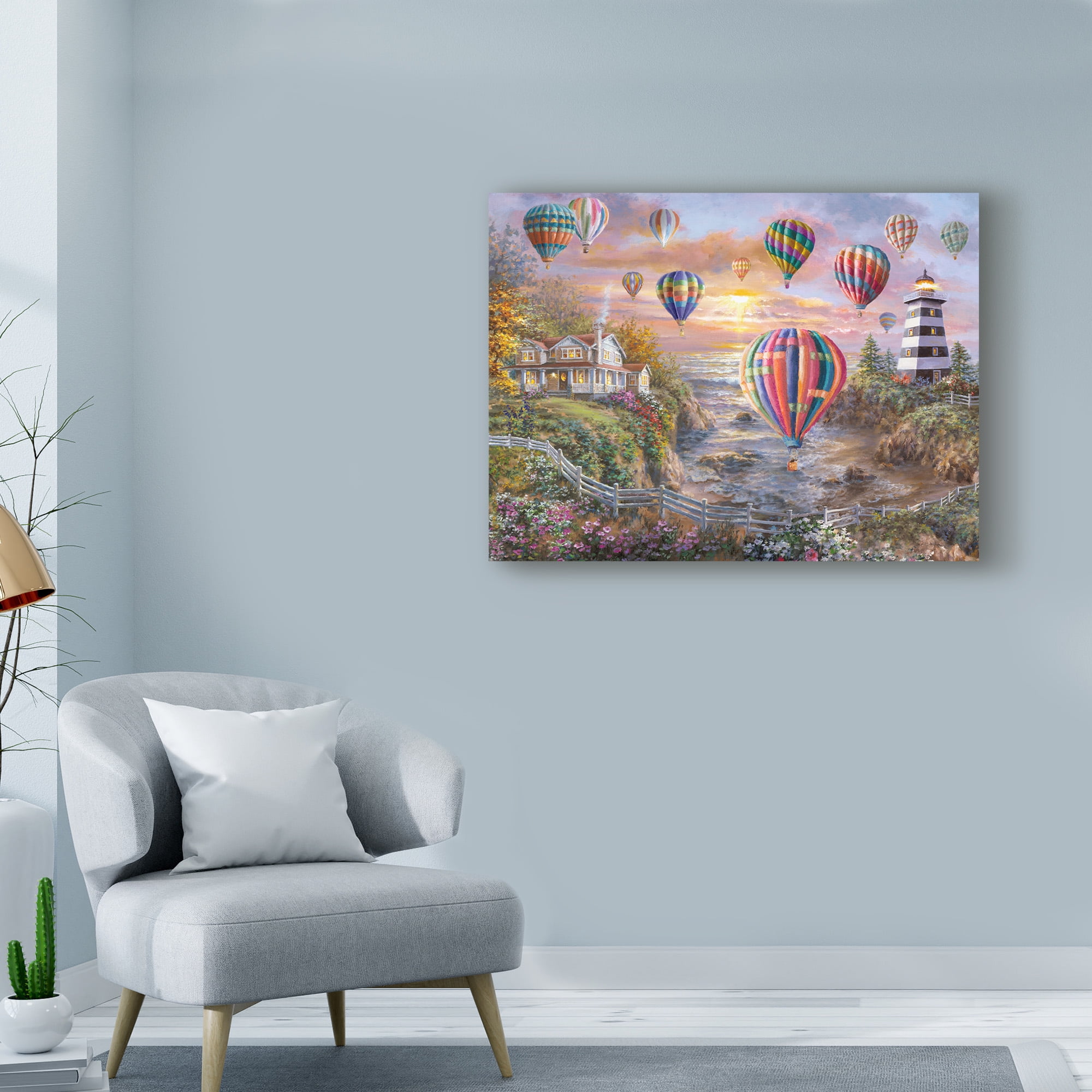 Trademark Fine Art 'Balloons Over Cottage Cove ' Canvas Art by Nicky Boehme