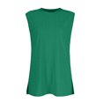 thumbnail image 5 of Women's Fashion Round Neck Sleeveless Slit Tank Top, Solid Color Casual Top for Stylish Summer Outfits,Green,S, 5 of 7