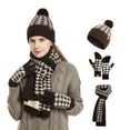 thumbnail image 3 of BRICH Women's Winter Beanie Hat Long Scarf and Touchscreen Gloves Lined Skull Caps with Pompom Neck Scarves Set Coffee One Size, 3 of 3
