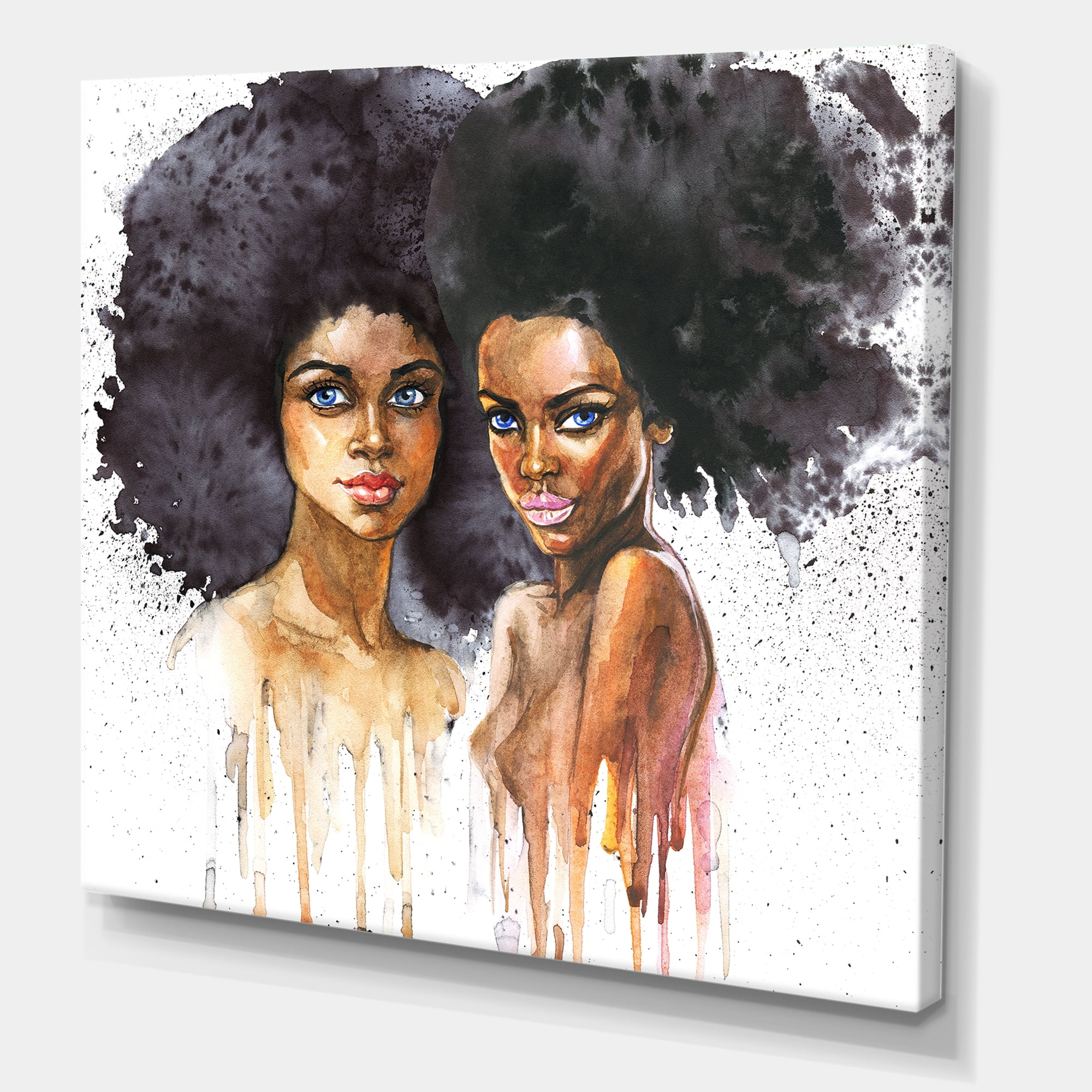 Designart ' Portrait of Two African American Women ' Modern Canvas Wall Art Print