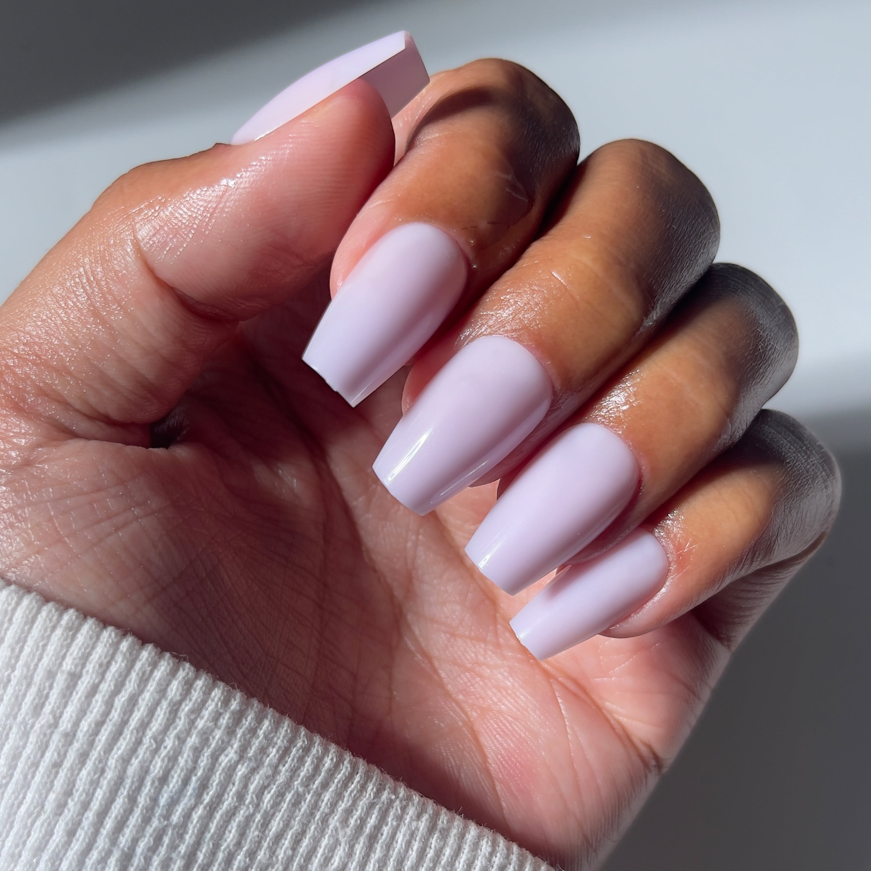 Salon Perfect Artificial Fake Press On Nails, 449 Milky Lavender, Medium Square, File, Glue and Prep Pad Included, 30 Nails