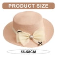 thumbnail image 2 of 56-58cm hat circumference female bow flat top straw hat summer flat edge sunscreen sun hat outdoor outing seaside beach hat - pink, 2 of 5