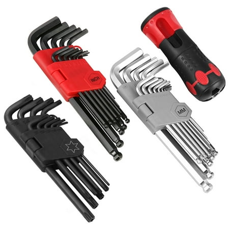 

Docooler 36 PCS Allen Wrench Set Long Arm Ball End Hex Key Socket Head Screw Wrench Multi-size Internal Hexagonal Spanner Inch/ Metric/ Star for Appliance Tool