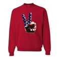 thumbnail image 2 of Wild Bobby, American Flag Peace Sign Hand Pop Culture Unisex Crewneck Graphic Sweatshirt, Red, Medium, 2 of 3
