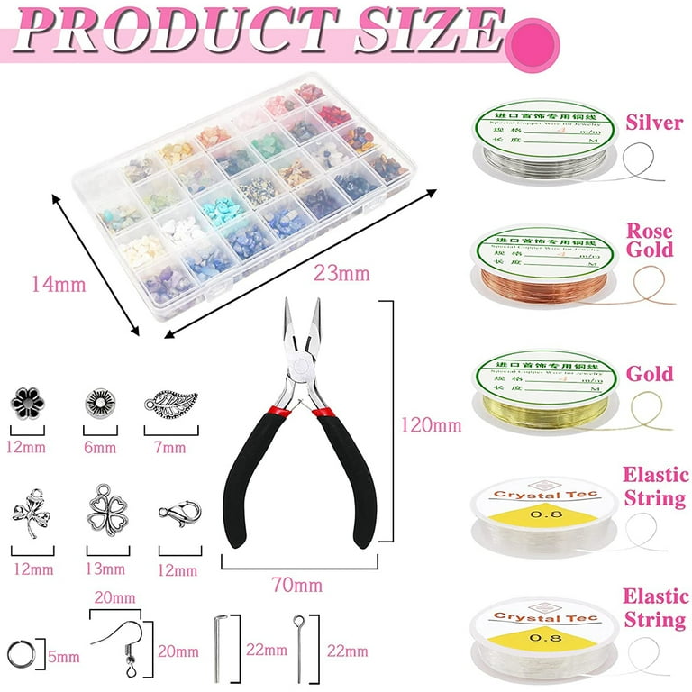 Ring Making Kit Crystal Beads, Jewelry Making Kit with Gemstone Chip Beads,  Jewelry Wire, Pliers and Other Jewelry Ring Making Supplies for DIY