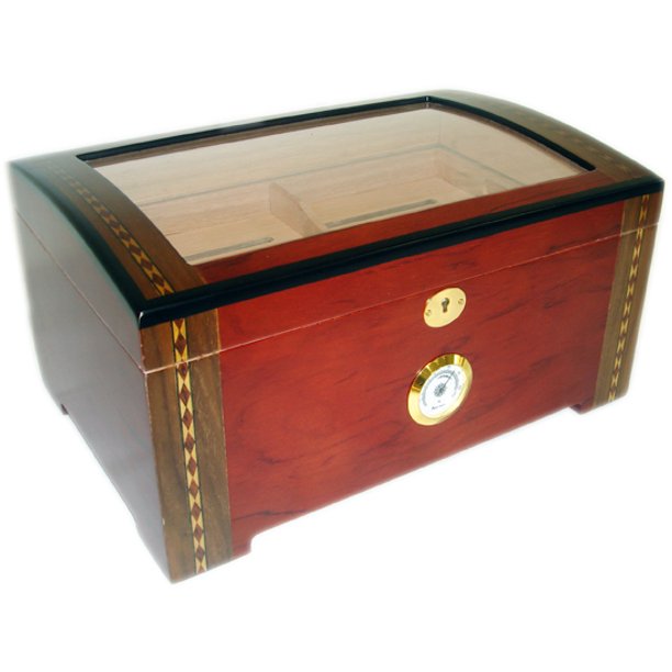 Luxury Dome Counter Top Display Humidor 200 Cigars Storage Humidifier